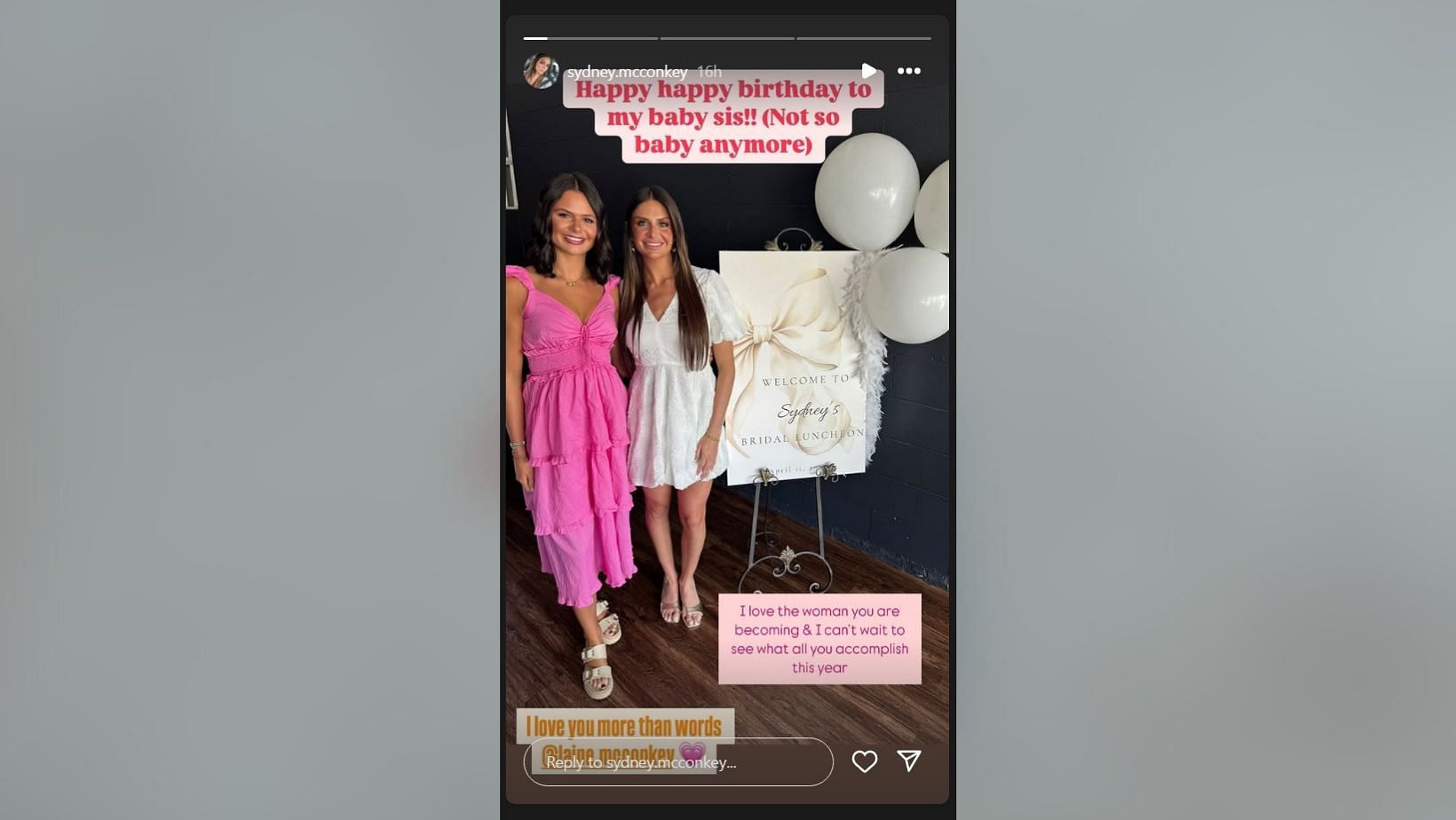 Ladd McConkey's wife Sydney expresses love for WR's sister-in-law Laine (Image Credit: Sydney/IG)